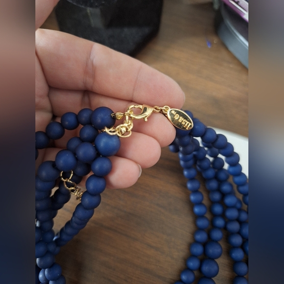 Lisa e dark blue 5 strand statement necklace - Picture 3 of 4